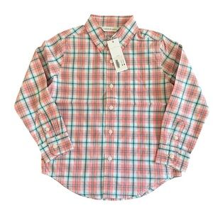Janie and Jack Pink Teal Blue Plaid Oxford Dress Shirt Long Sleeve Boys 4 NWT